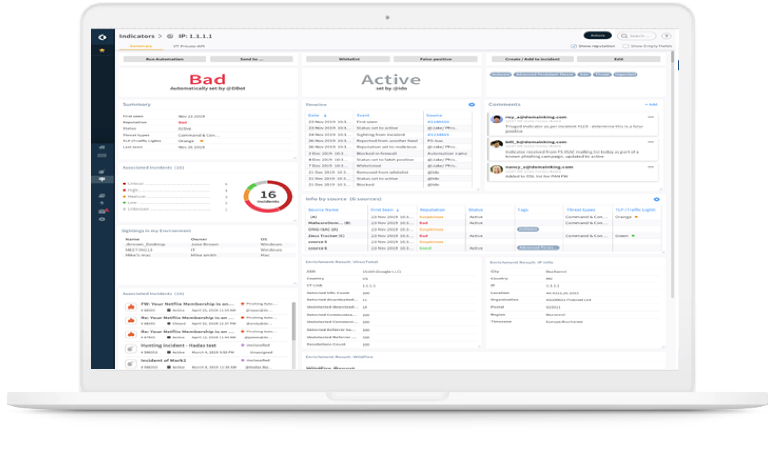 Información sobre amenazas para incidentes