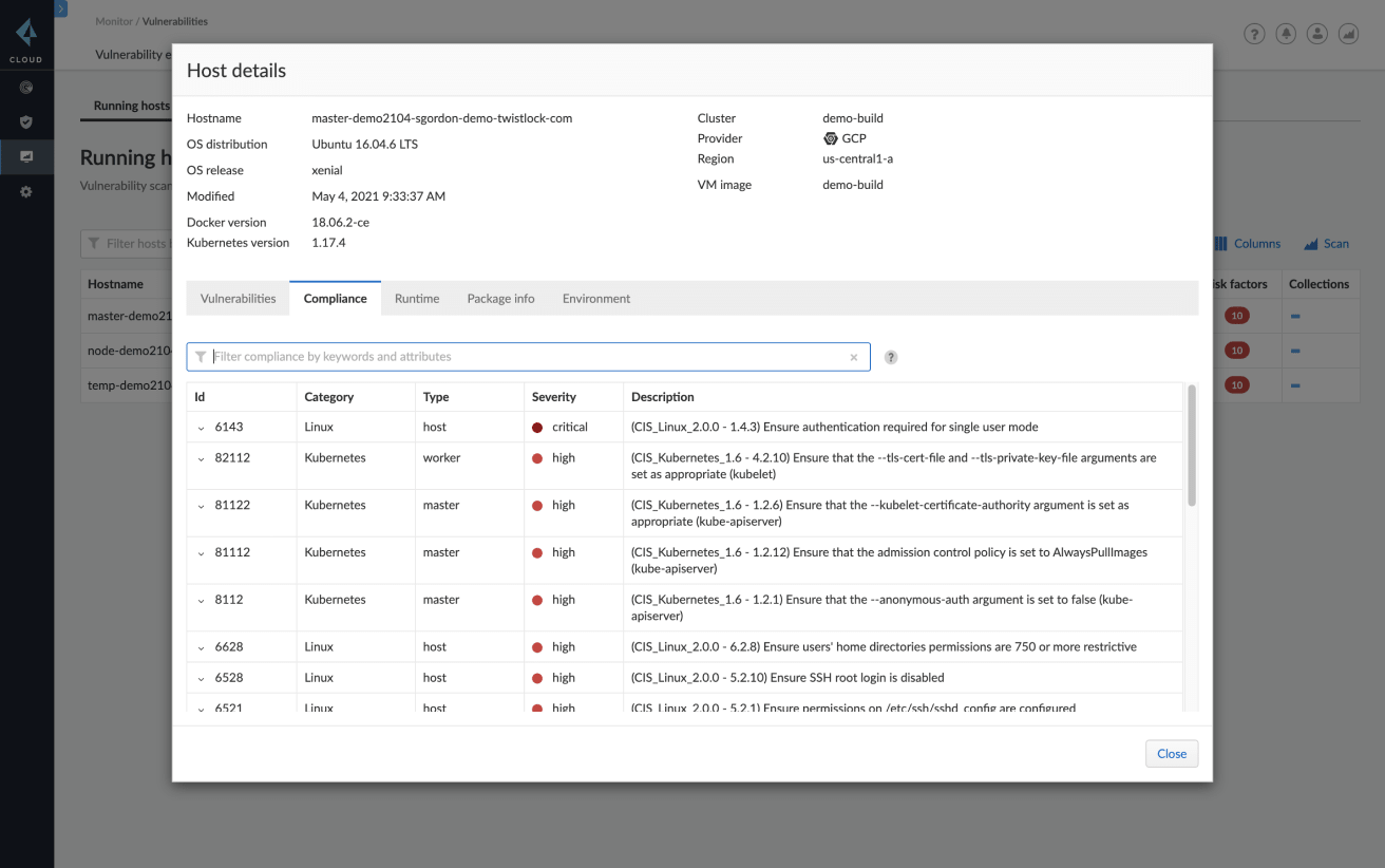 Cumplimiento del host
