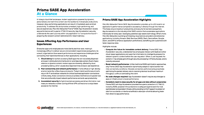 Aceleración de aplicaciones para Prisma SASE